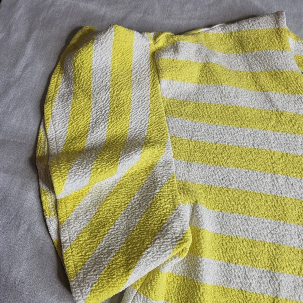 Anthropologie Postmark Edie Yellow Striped Flutter Sleeve Top Women Sz M Preppy - Picture 7 of 9